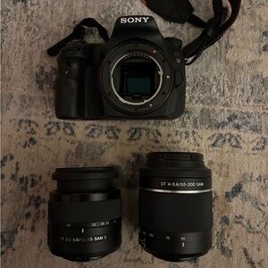 Sony a 58 camera with 18mm and 55mm lens